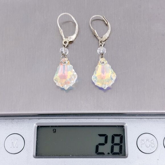 Vintage Sterling Silver 925 Crystal Dangle Earrings - Picture 7 of 7